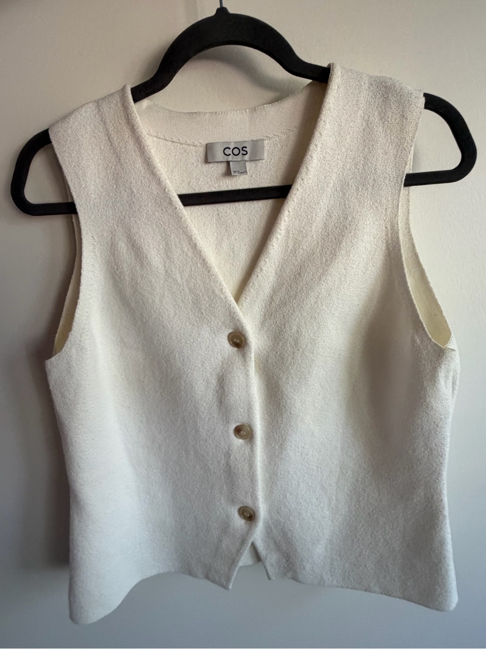 COS Cream Button-Front Sleeveless Vest Top